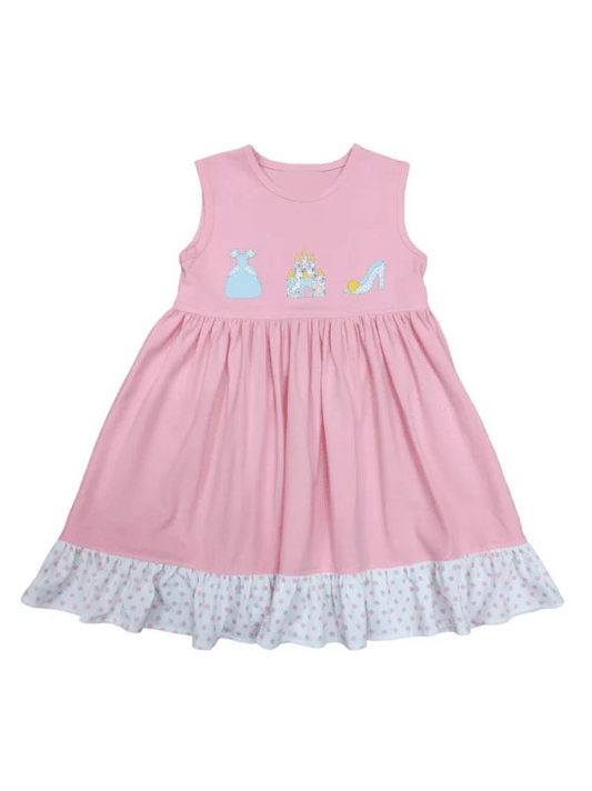 Sleeveless pink castle shoes princess girls summer dresses