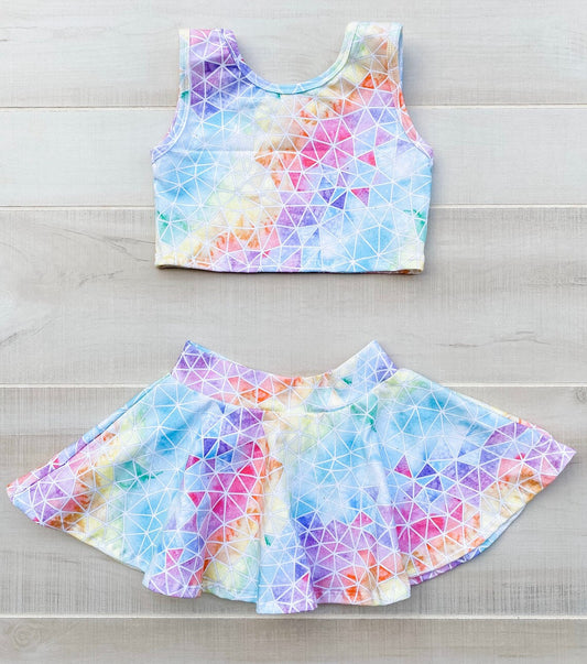 Tie dye sleeveless top skirt toddler girls clothing
