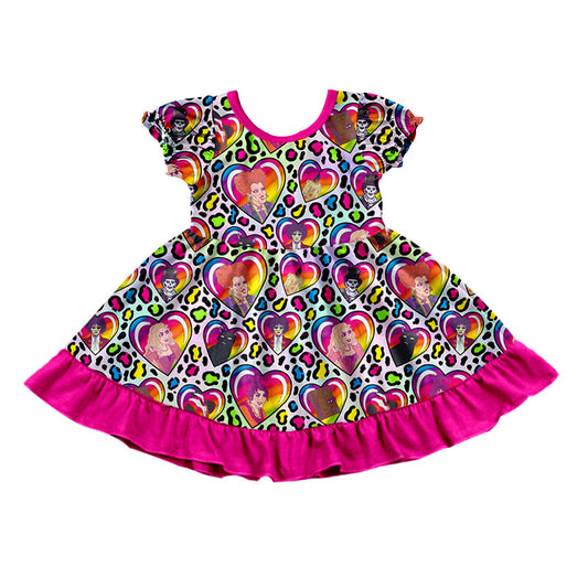 Short sleeves leopard witches kids girls Halloween dresses