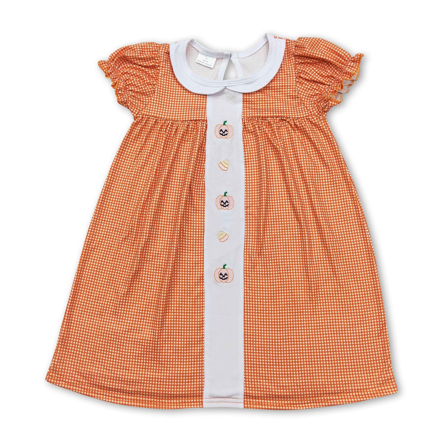 Orange plaid pumpkin candy corn girls Halloween dress