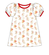 Short sleeves dog bow kids girls dresses