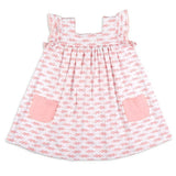Flutter sleeves pink bow pocket kids girls dress