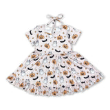 Short sleeves bat pumpkin ghost kids girls Halloween dress