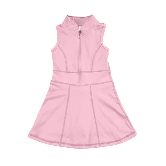 Pink sleeveless zipper athletic dress with shorts
