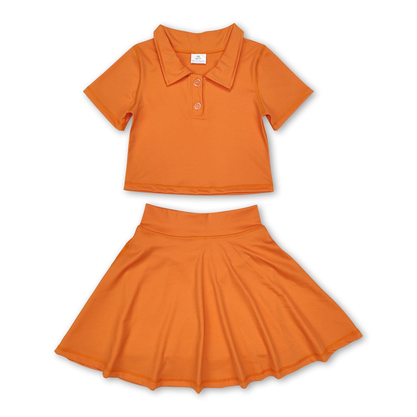 Orange polo shirt skirt girls active wear set