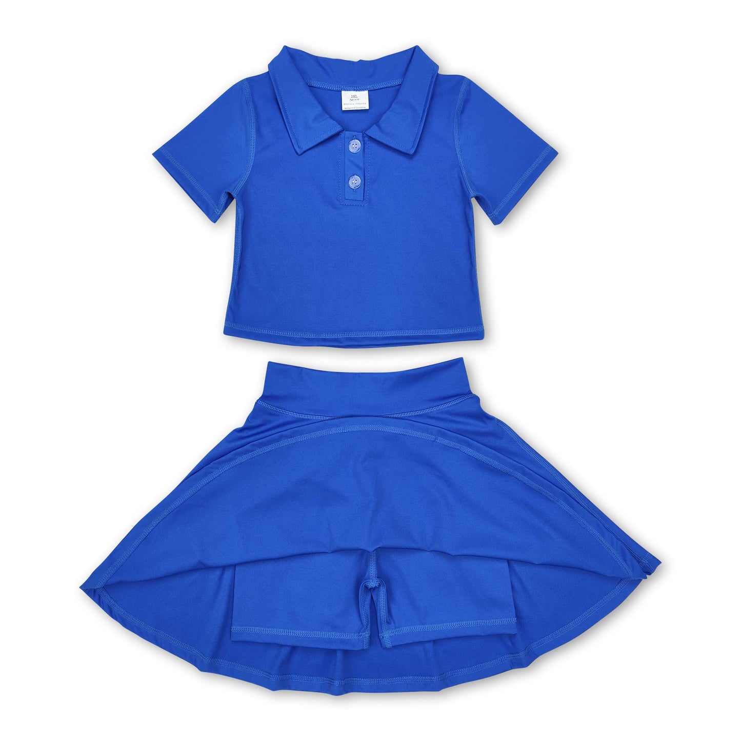 Blue polo shirt skirt girls active wear set