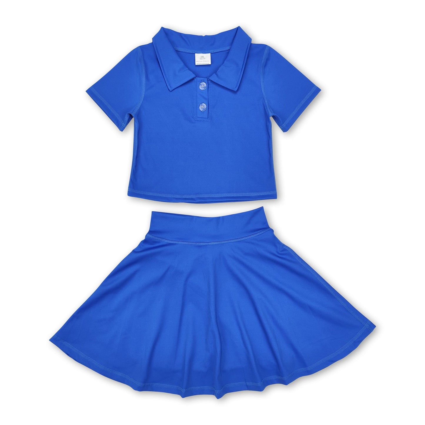 Blue polo shirt skirt girls active wear set