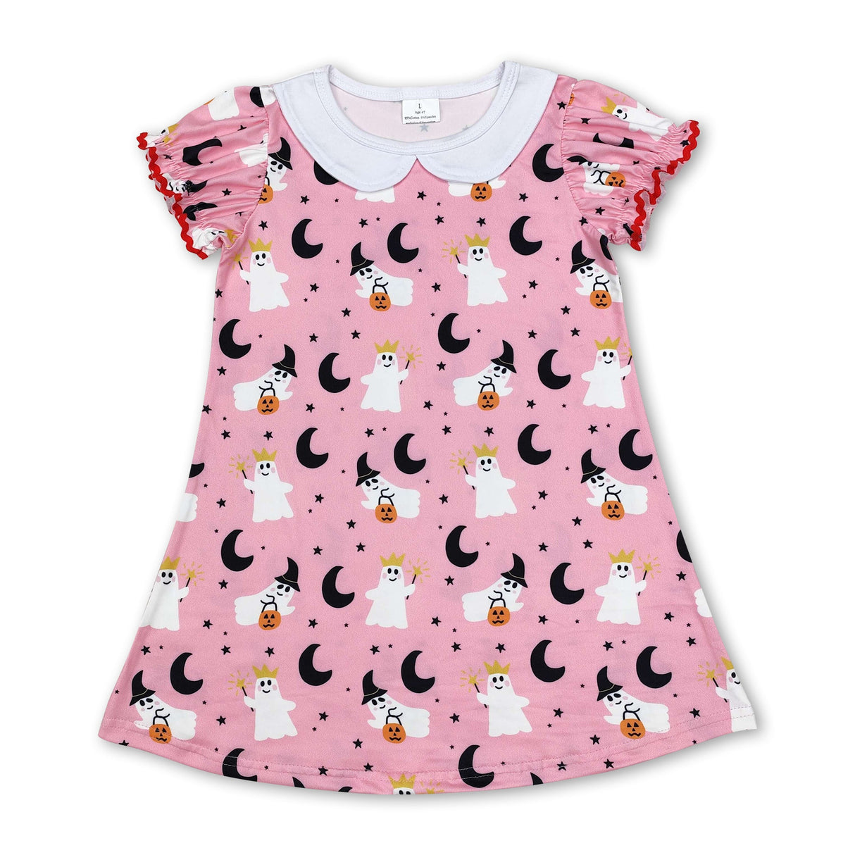 Pink short sleeves ghost pumpkin baby girls Halloween dress
