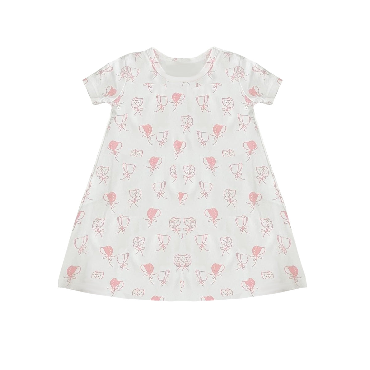 Pink short sleeves hat bow baby girls dresses