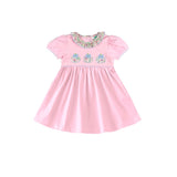 Floral ruffle pink short sleeves girls fall dresses