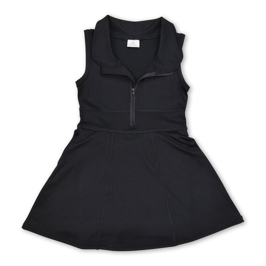 Black sleeveless zipper athletic dress with shorts