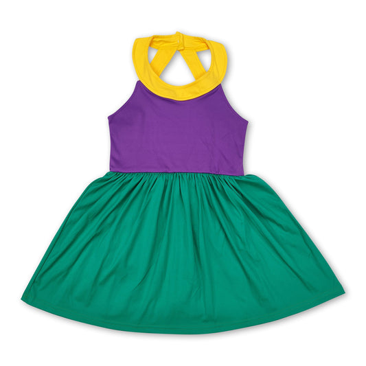 Yellow purple green girls mardi gras athletic dress