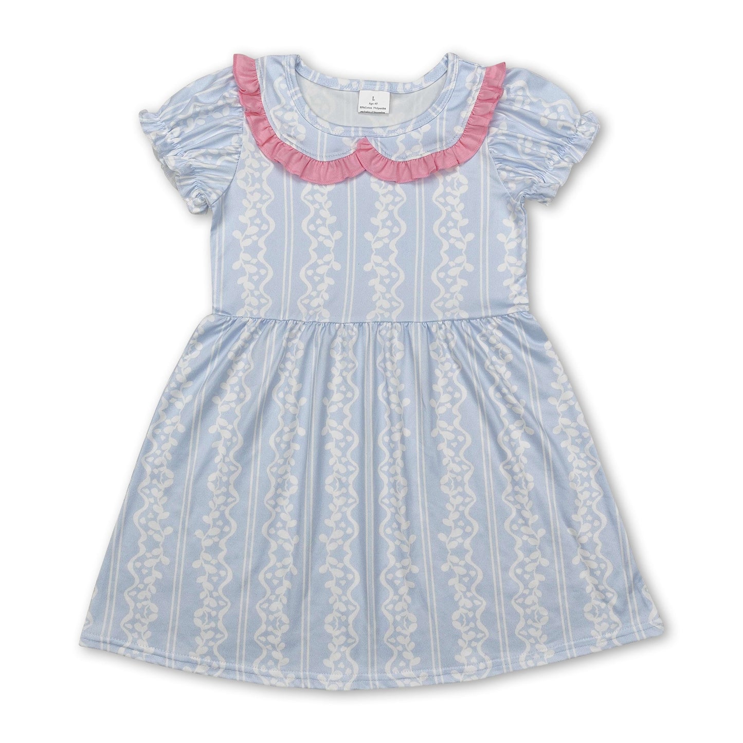 Short sleeves light blue baby girls summer dresses