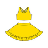 Yellow sleeveless top ruffle skort girls active wear set