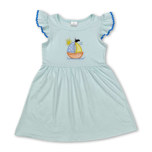 Flutter sleeves boat kids girls summer dresses