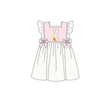 Polka dots flutter sleeves bunny carrot girls Easter dress