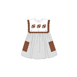 Sleeveless grey stripe football baby girls dresses