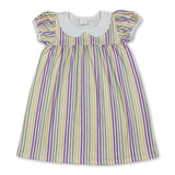 Yellow green purple stripe girls Mardi Gras dresses