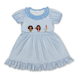 Short sleeves stripe chicken baby girls dresses