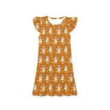 Flutter sleeves yellow dog kids girls dresses
