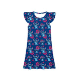 Flutter sleeves blue koala pattern kids girls dresses