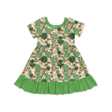 Smile clover ruffle lucky girls St Patrick's day dress
