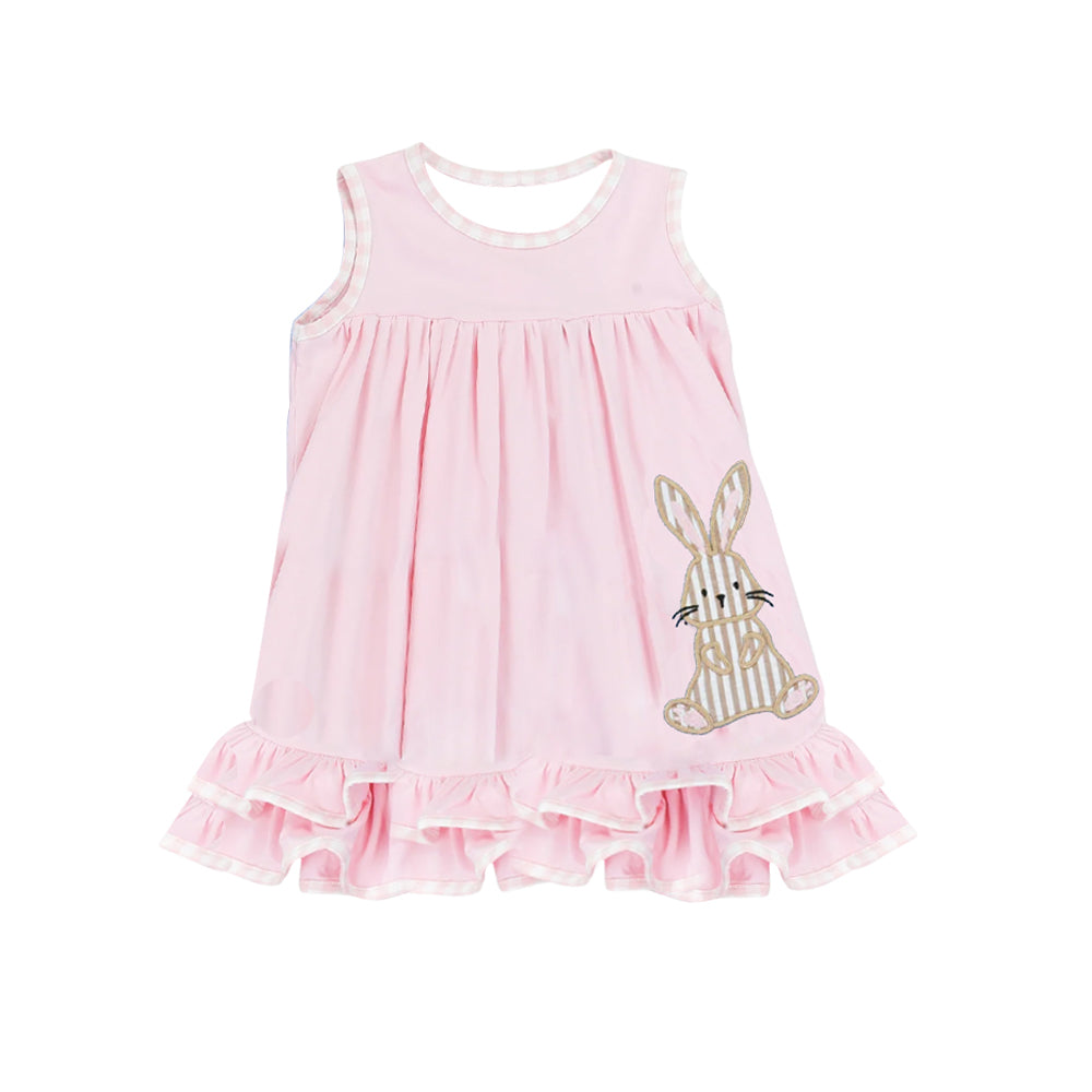 Sleeveless bunny ruffle baby girls Easter dresses