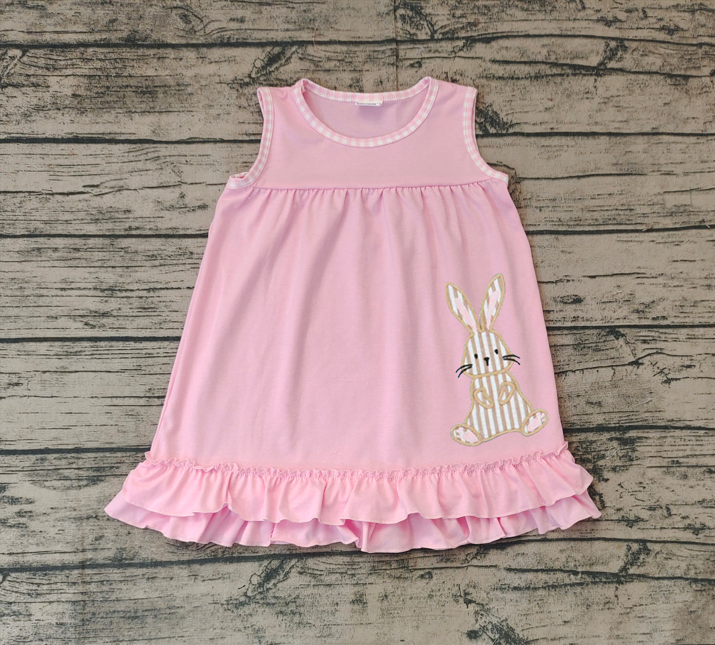 Sleeveless bunny ruffle baby girls Easter dresses