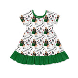 Green ruffle guitar heart singer girls dresses