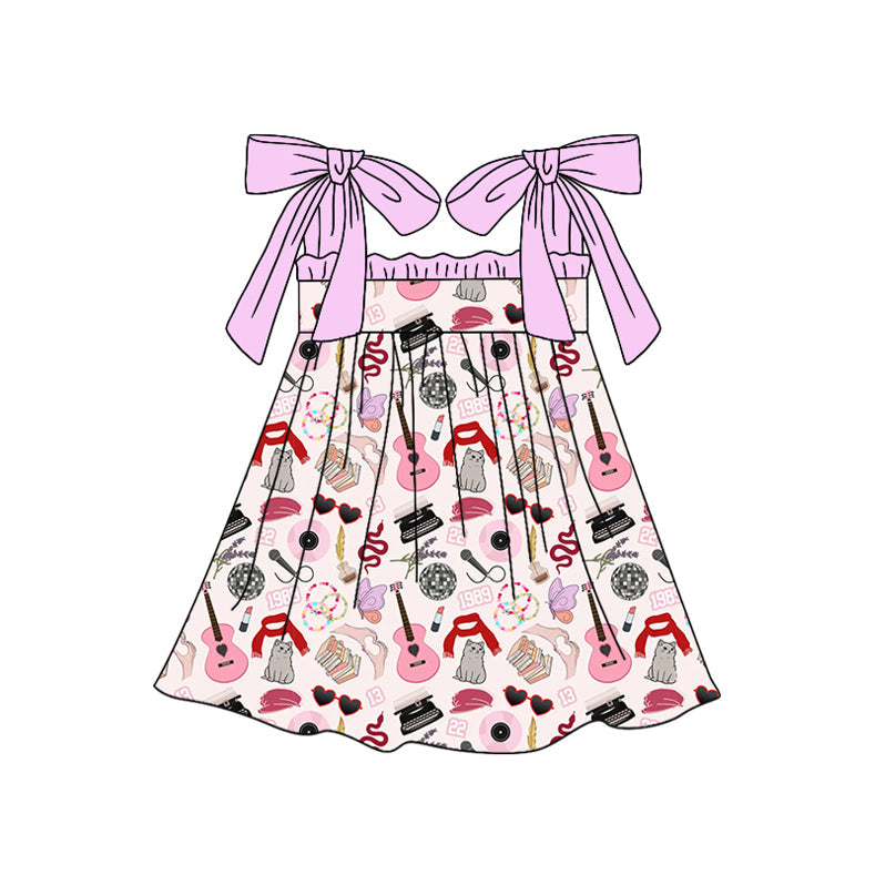 Straps ruffle guitar scarf singer girls dresses