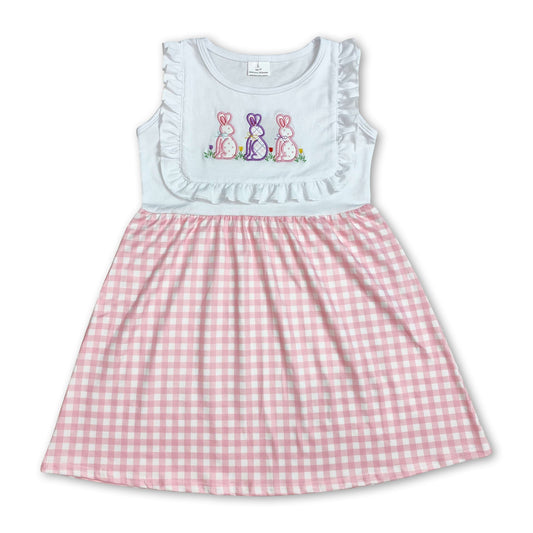 White ruffle bunny plaid baby girls Easter dresses