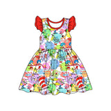 Flutter sleeves fish elephant cat hat baby girls dresses