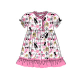 Short sleeves pink stars bubble ruffle singer girls night dress