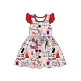 Red flutter sleeves guitar heart singer girls dresses