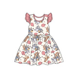 Flutter sleeves dog bubble baby girls dresses