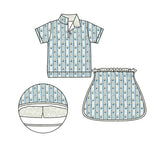 Short sleeves floral pullover skirt kids girls clothes