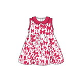 Sleeveless pink bow baby girls summer dresses