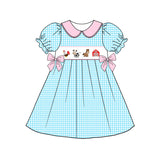 Plaid chicken cow horse farm kids girls dresses