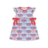 Flutter sleeves stars rainbow bow girls 4th of july dresses