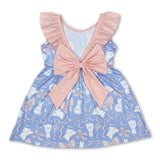 Sleeveless ruffle rabbit bow baby girls Easter dresses