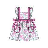 Flutter sleeves pink crawfish pockets baby girls dresses