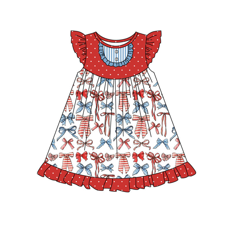 Flutter sleeves stars stripe stars girls 4th of july dresses