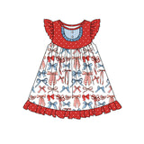 Flutter sleeves stars stripe stars girls 4th of july dresses