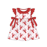 Flutter sleeves plaid crawfish baby girls dresses