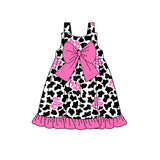 Cow print moo straps bow baby girls summer dresses