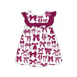 Ruffle bow print baby girls spring summer dresses