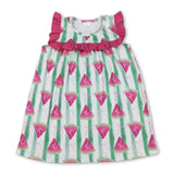 Ruffle watermelon bow baby girls summer dresses