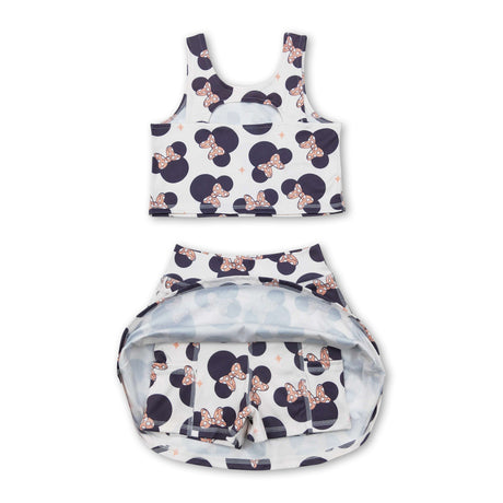Sleeveless mouse top skirt kids girls clothing
