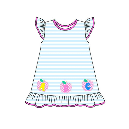 Stripe apple ABC ruffle girls back to school dresses