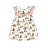 Ruffle horse rodeo baby girls western dresses